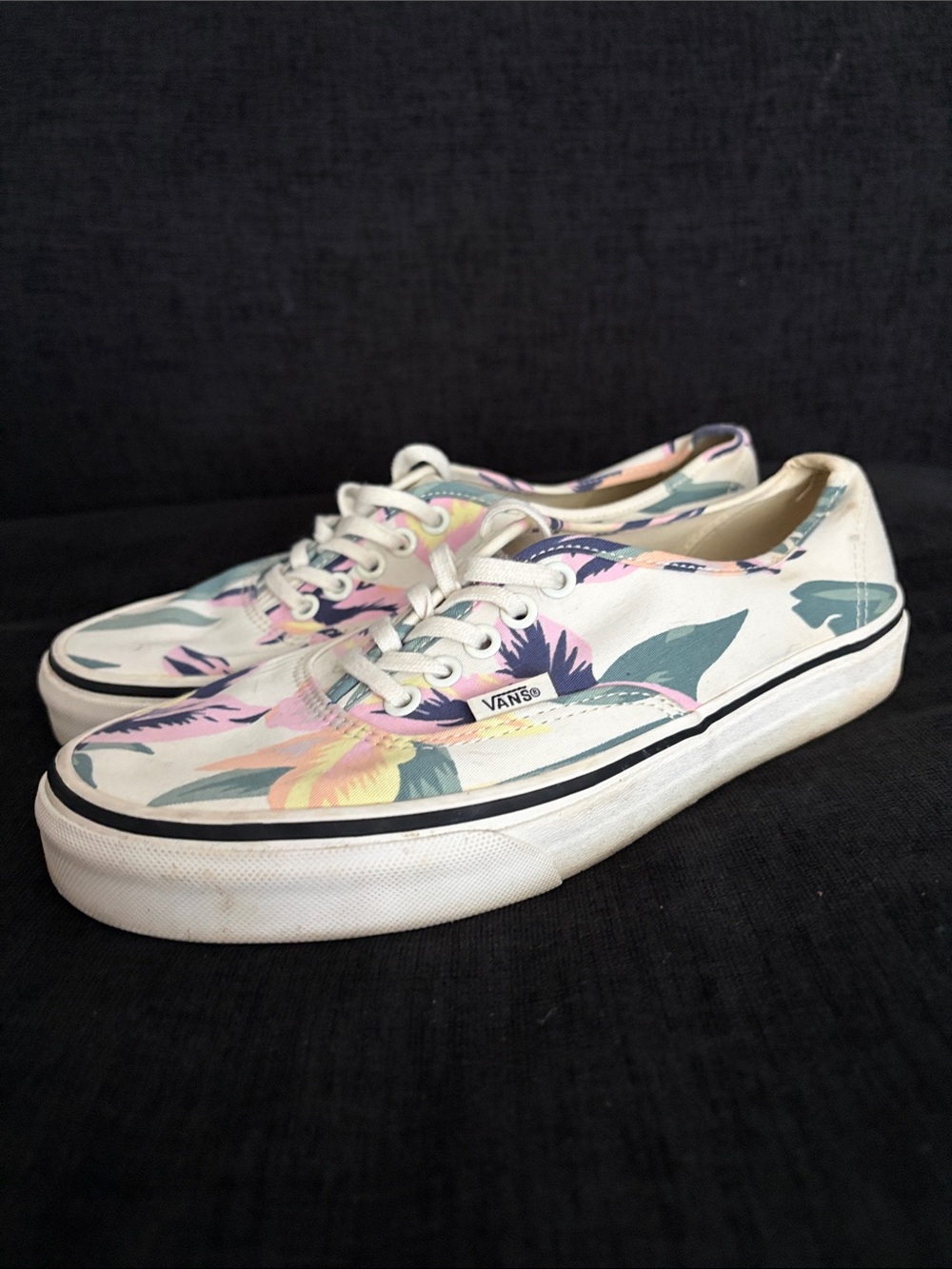 Vans Women’s Low-Top Floral Canvas Sneakers - White with Pink, Yellow & Teal